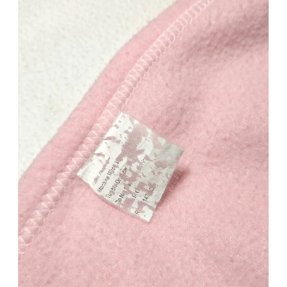 Runt 1478 Baby Girl Embroidered Pink White Color Block Blanket Fleece Bow